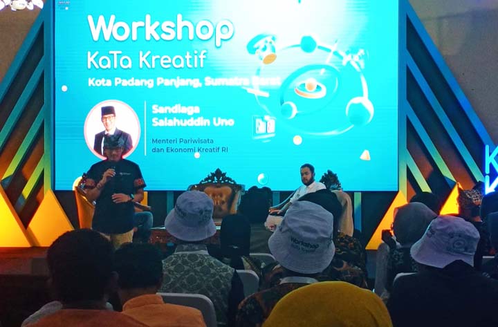 Workshop KaTa Kreatif di Padangpanjang, Menparekraf Sandiaga Uno Berikan Motivasi