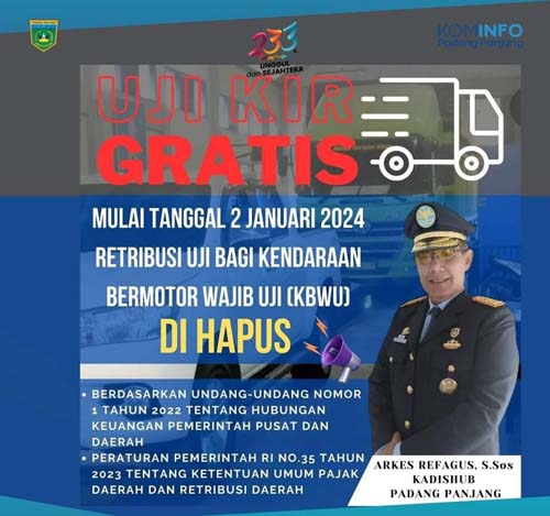Dishub Kota Padangpanjang Gratiskan Uji Kir Kendaraan Bermotor