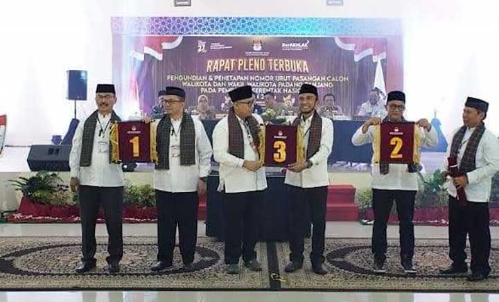 KPU Padang Panjang Tetapkan Nomor Urut Paslon Pilkada 2024