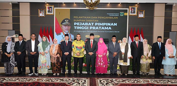Gubernur Sumbar Lantik Enam Pejabat Pimpinan Tinggi Pratama di Lingkungan Pemprov Sumbar