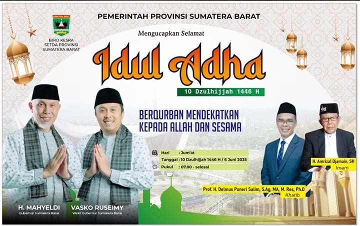 Pemprov Sumbar Kembali Gelar Shalat Idul Adha di Halaman Kantor Gubernur