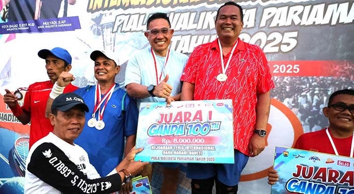 Yota Balad, Walikota Pariaman Rebut Juara 1 Tenis Ganda Putra Kelompok 100